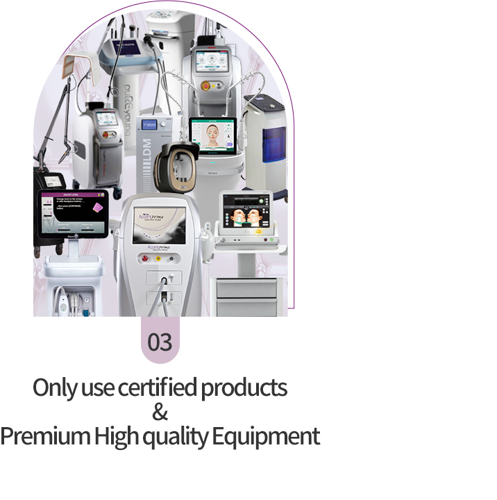 Only use certified products & Premium high quality equipment