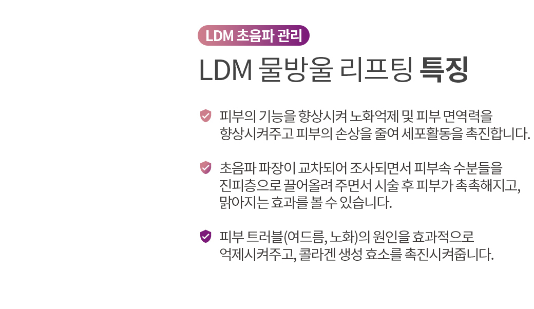 LDM 물방울 리프팅 특징